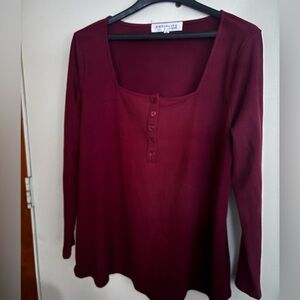 Socialite Curve Maroon Long Sleeve Top